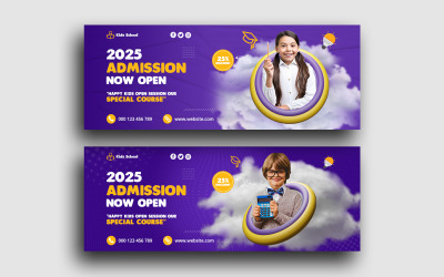 Kids School Admission Facebook Cover och Social Media Header designmall