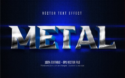 Metall - redigerbar texteffekt, metalliskt silver och blå tecknad textstil, grafikillustration