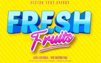 Färska frukter - redigerbar texteffekt, tecknad textstil, grafikillustration