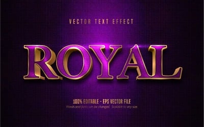 Royal - redigerbar texteffekt, glänsande guld och lila texturerad textstil, grafikillustration