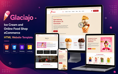 Glaciajo - Sorvete e loja de comida online modelo de site HTML de comércio eletrônico