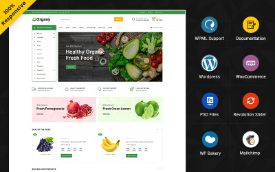Organy - Loja WooCommerce com capacidade de resposta multifuncional de alimentos e alimentos