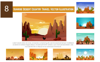 8 Sunrise Desert Country Travel vektorillustration