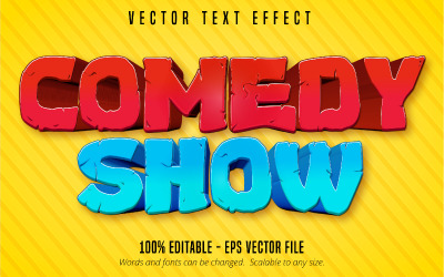 Comedyshow - bewerkbaar teksteffect, cartoontekststijl, grafische illustratie