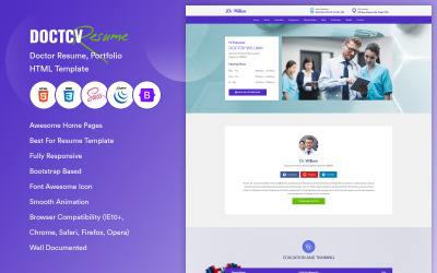 Doctcv - Currículo Médico, Modelo HTML de Portfólio