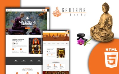 Guatama Buddhism Temple HTML5 webbplatsmall