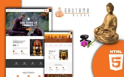 Modèle de site Web HTML5 du temple du bouddhisme de Guatama