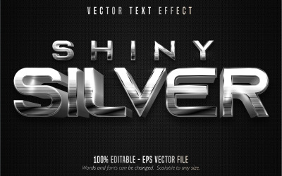 Shiny Silver - redigerbar texteffekt, metallisk silvertextstil, grafikillustration