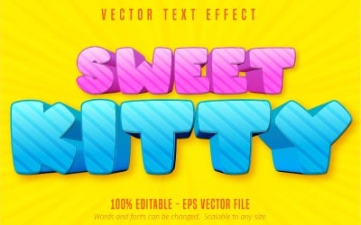 Sweet Kitty - redigerbar texteffekt, tecknad textstil, grafikillustration