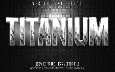 Titan - redigerbar texteffekt, metallisk silvertextstil, grafikillustration