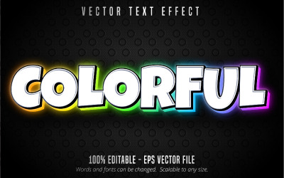 Färgglad - redigerbar texteffekt, tecknad och neontextstil, grafikillustration