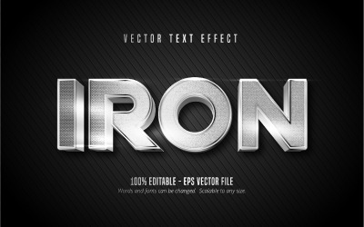 Ferro: effetto testo modificabile, stile testo argento metallizzato, illustrazione grafica