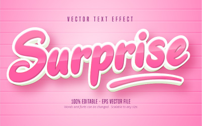 Surprise - Effet de texte modifiable, Style de texte de dessin animé, Illustration graphique