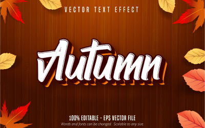 Autunno - Effetto testo modificabile, stile di testo cartone animato e arancione, illustrazione grafica