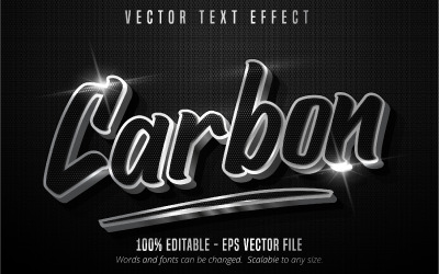 Carbonio: effetto testo modificabile, stile testo nero e argento metallizzato, illustrazione grafica