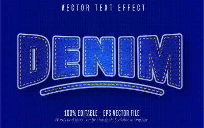 Denim - redigerbar texteffekt, tecknad textstil, grafikillustration