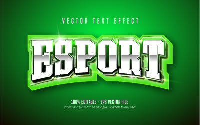 Esport - Bearbeitbarer Texteffekt, Cartoon und grüner Textstil, grafische Illustration