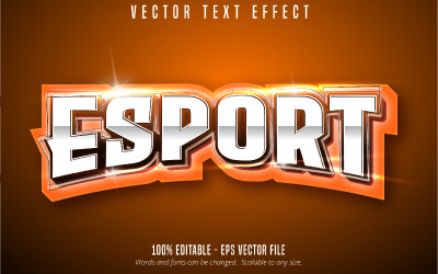 Esport - upravitelný textový efekt, kreslený a oranžový styl textu, grafická ilustrace