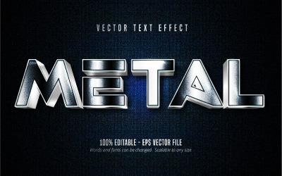 Metallo: effetto testo modificabile, stile testo argento metallizzato, illustrazione grafica