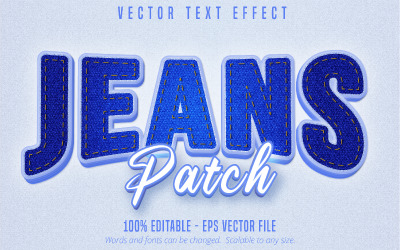Pacote de jeans - efeito de texto editável, estilo de texto jeans e desenho animado, ilustração gráfica