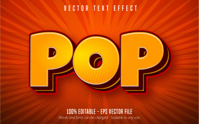 Pop - Szerkeszthető szövegeffektus, rajzfilm és narancssárga szövegstílus, grafikus illusztráció