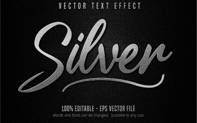 Silver - redigerbar texteffekt, minimalistisk metallisk silvertextstil, grafikillustration