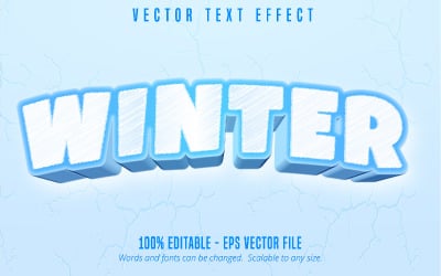 Winter - Bearbeitbarer Texteffekt, Cartoon-Textstil, Grafikillustration