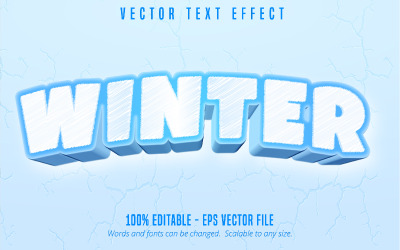 Zima - edytowalny efekt tekstowy, styl tekstu kreskówki, ilustracja graficzna