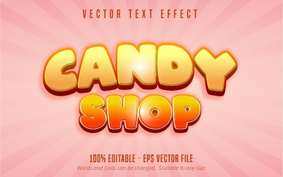 Candy Shop - bewerkbaar teksteffect, cartoon en komische tekststijl, grafische illustratie