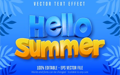 Hej sommar - redigerbar texteffekt, tecknad och komisk textstil, grafikillustration