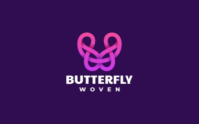 Logotipo de gradiente de arte de línea de mariposa
