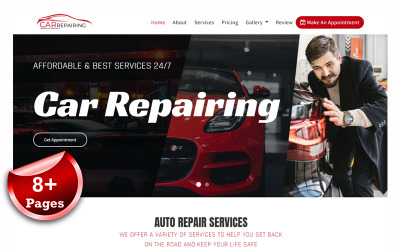 Modello di sito web per servizi di riparazione auto e dettagli auto