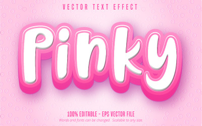 Pinky - bewerkbaar teksteffect, cartoon en roze tekststijl, grafische illustratie