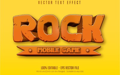 Rock - redigerbar texteffekt, tecknad och komisk textstil, grafikillustration