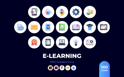 100 iconos vectoriales de e-learning