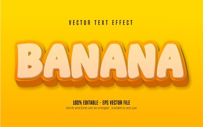 Banan - redigerbar texteffekt, tecknad och komisk textstil, grafikillustration