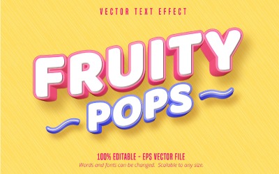 Fruktig pop - redigerbar texteffekt, tecknad och komisk textstil, grafikillustration