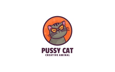 Pussy Cat jednoduché logo maskota
