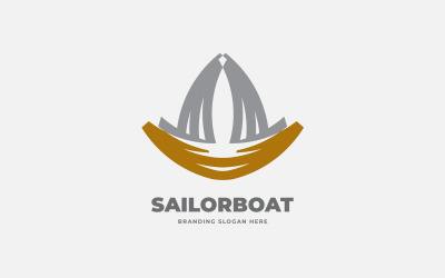 Modello di logo di moda barca marinaio