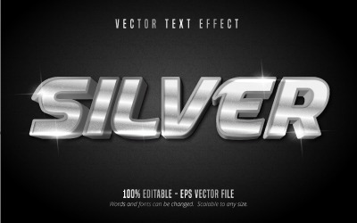 Silver - Editable Text Effect, Shiny Silver Text Style, Graphics Illustration