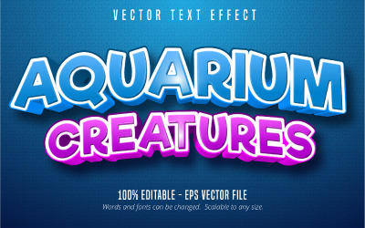 Aquarium Creatures - efeito de texto editável, estilo de texto em quadrinhos e desenhos animados, ilustração gráfica