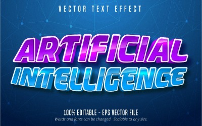 Artificiell intelligens - redigerbar texteffekt, komisk och tecknad textstil, grafikillustration