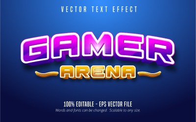 Gamer Arena - edytowalny efekt tekstowy, styl komiksowy i kreskówkowy, ilustracja graficzna