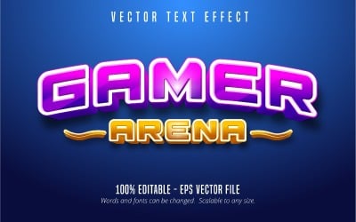 Gamer Arena - redigerbar texteffekt, komisk och tecknad textstil, grafikillustration