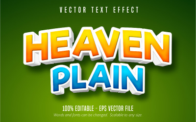 Heaven Plain - redigerbar texteffekt, komisk och tecknad textstil, grafikillustration