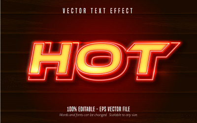 Hot - redigerbar texteffekt, tecknad film och flamma textstil, grafikillustration