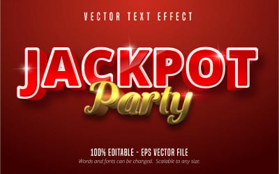 Jackpot Party - redigerbar texteffekt, guld och tecknad textstil, grafikillustration