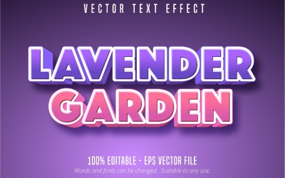 Lavendel trädgård - redigerbar texteffekt, komisk och tecknad textstil, grafikillustration