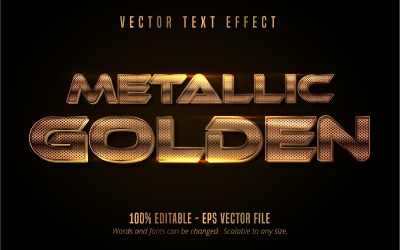 Metallic Golden - redigerbar texteffekt, glänsande metalliskt guld textstil, grafikillustration