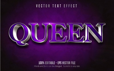 Queen - redigerbar texteffekt, blank silvertextstil, grafikillustration